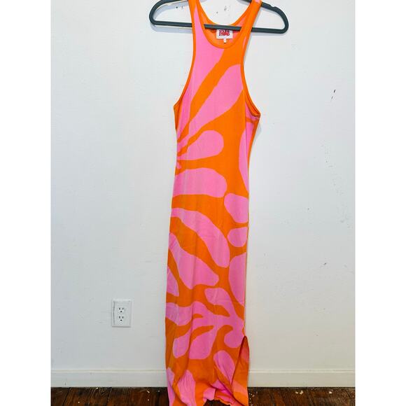 SOLID & STRIPED Carnation Pink Clementine Funky Pattern Knit Sia Dress size L - Picture 3 of 14